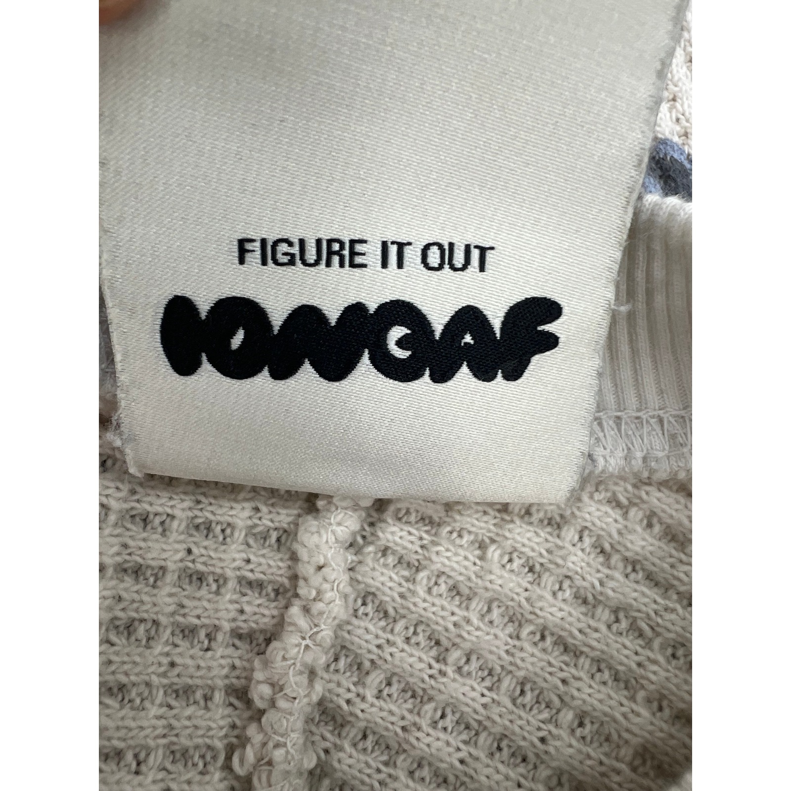 Iongaf Small Cream Waffle Knit Thermal Ball Sweater Blue Tiger Back Usa — image 4 of 8